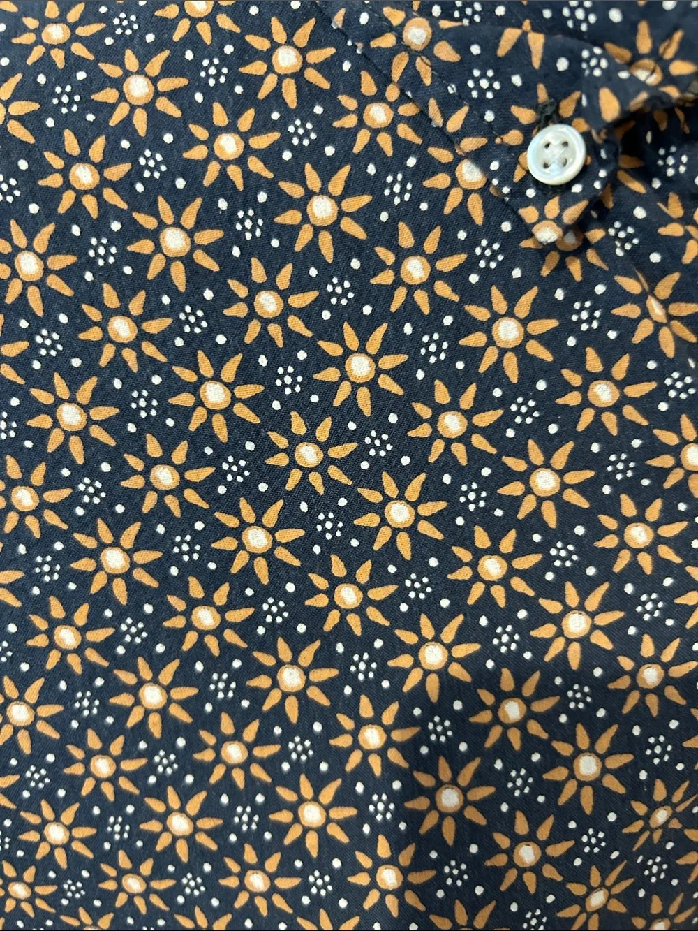 J. Crew Navy Button-Down Shirt‎ with Orange Floral Motif